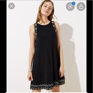 LOFT Embroidered Vine Sleeveless Swing Dress